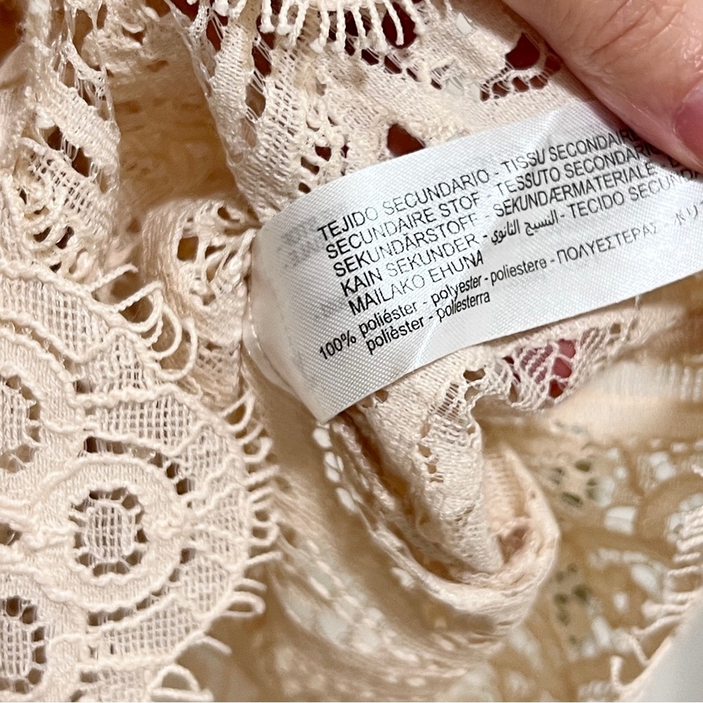 NEW Zara Ruffle Lace Cream Top Large - Picture 4 of 6